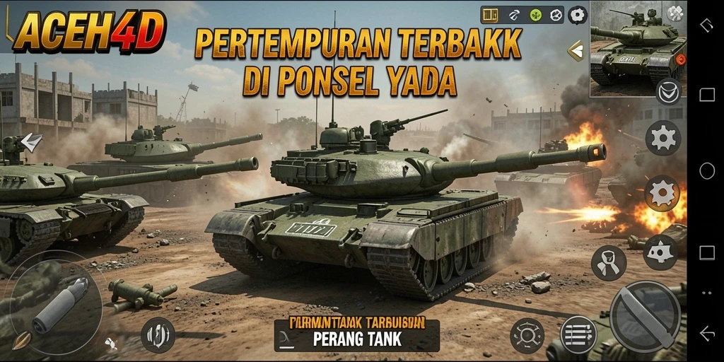 Tampilan antarmuka pertempuran tank yang menarik dan interaktif.