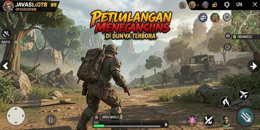 Tampilan antarmuka <strong>JAVASLOT88</strong> dengan dunia terbuka yang mengesankan.